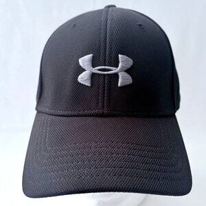 Under Armour Blitzing Black Stretch Fitted Structured Mens Hat Sz L